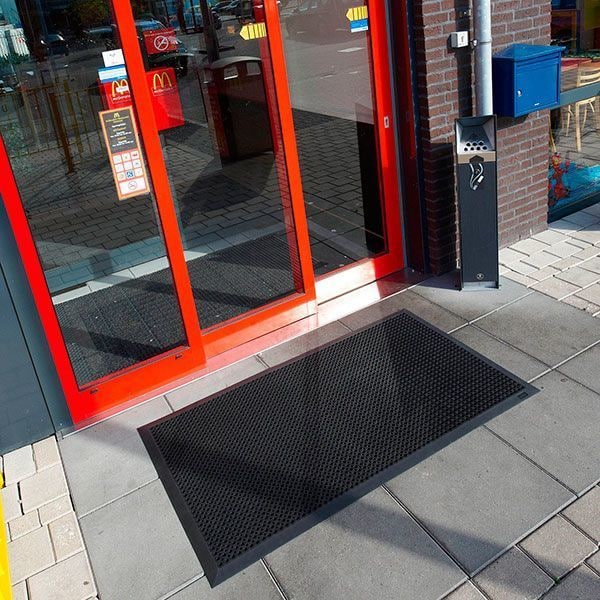 Notrax Drainage Entrance Mat, Rubber, 5/32 in Thick, Black, 4 ft W x 6 ft L - 599S0046BL