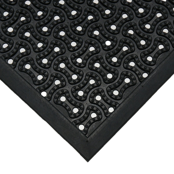 Rubber-Cal Drainage Door Mat, Rubber, 0.38 in Thick, Black - 03-236-DR