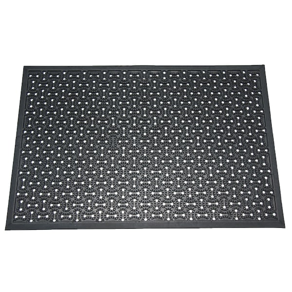 Rubber-Cal Drainage Door Mat, Rubber, 0.38 in Thick, Black - 03-236-DR
