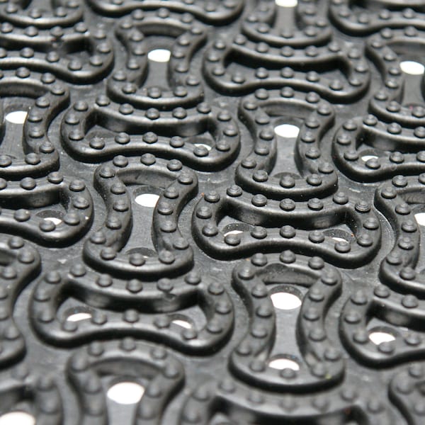 Rubber-Cal Drainage Door Mat, Rubber, 0.38 in Thick, Black - 03-236-DR