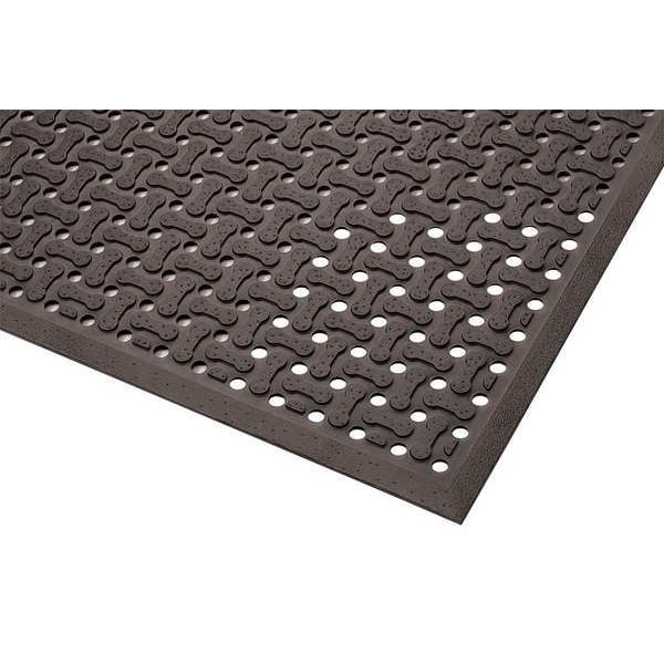 Notrax Antifatigue Mat, Rubber, Mini-Diamond Studded Top, 4 ft W x 6 ft L, Black - T18S0046BL