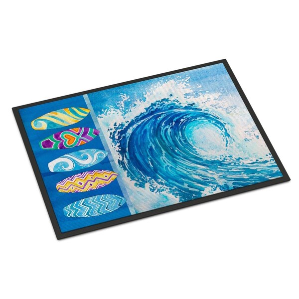 Carolines Treasures Surf Boards and Wave Indoor or Outdoor Mat - 18 x 27 in. - BB8528MAT