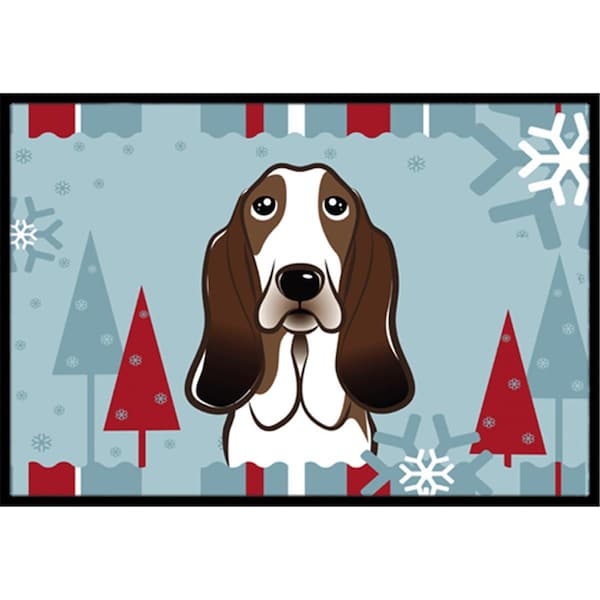 Carolines Treasures Winter Holiday Basset Hound Indoor and Outdoor Mat- 24 x 36 in. - BB1739JMAT