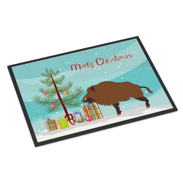 Carolines Treasures Wild Boar Pig Christmas Indoor or Outdoor Mat, 18 x 27 in. - BB9303MAT