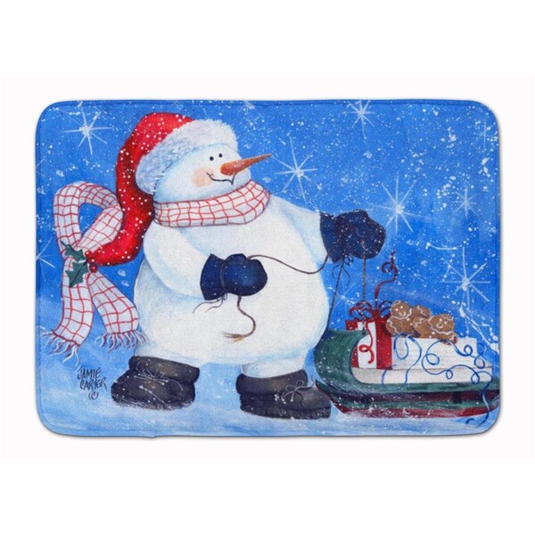 Carolines Treasures My Friends Can Ride Too Snowman Machine Washable Memory Foam Mat - PJC1081RUG