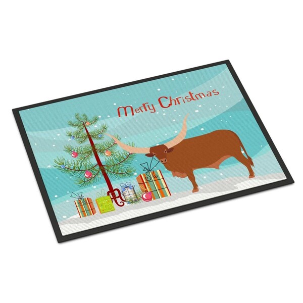 Carolines Treasures Ankole-Watusu Cow Christmas Indoor or Outdoor Mat - 18 x 27 in. - BB9190MAT