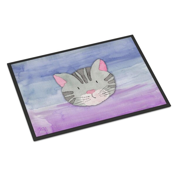 Carolines Treasures 24 x 36 in. Cat Face Watercolor Indoor or Outdoor Mat - BB7355JMAT