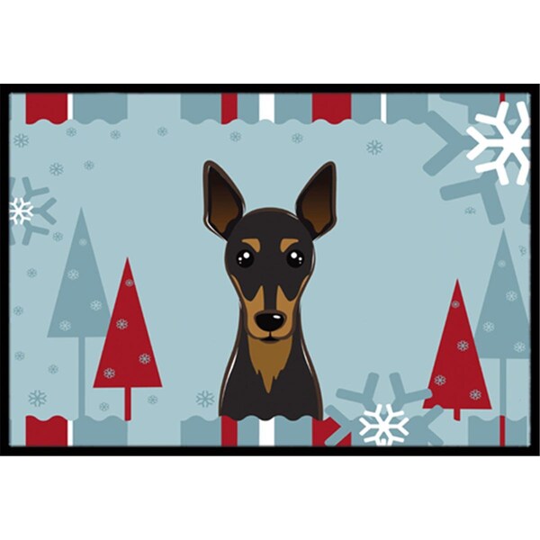 Carolines Treasures Winter Holiday Min Pin Indoor and Outdoor Mat- 24 x 36 in. - BB1736JMAT