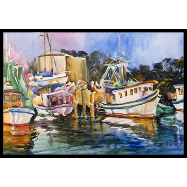 Carolines Treasures Shrimp Boat Warehouse Indoor and Outdoor Mat- 18 x 27 in. - JMK1079MAT