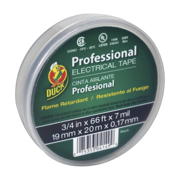 Manc0 Duck Professional Grade 3/4 in. W X 66 ft. L Black Vinyl Electrical Tape - 299019