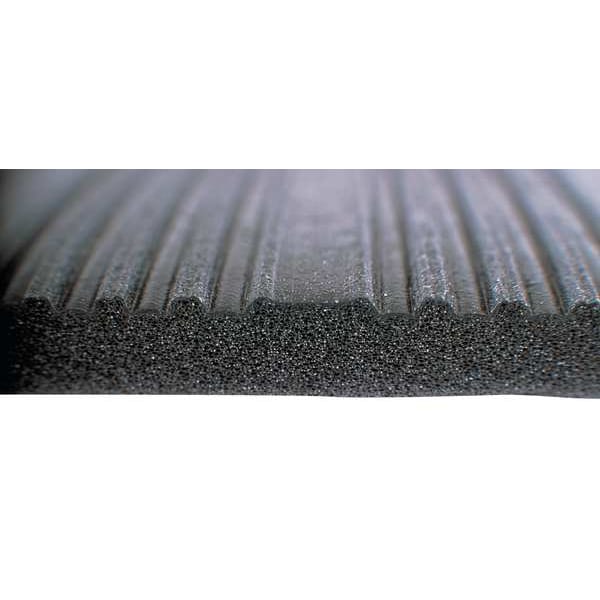 Notrax Antifatigue Mat, 30 ft. L x 3 ft. W, 5/8" Thickness, Closed Cell PVC Foam, Corrugated, Black - 410R0536BL