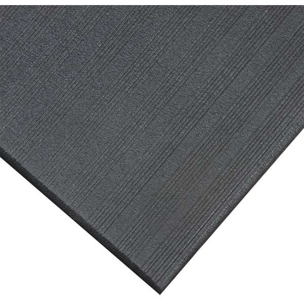 Notrax Antifatigue Mat, 30 ft. L x 3 ft. W, 5/8" Thickness, Closed Cell PVC Foam, Corrugated, Black - 410R0536BL