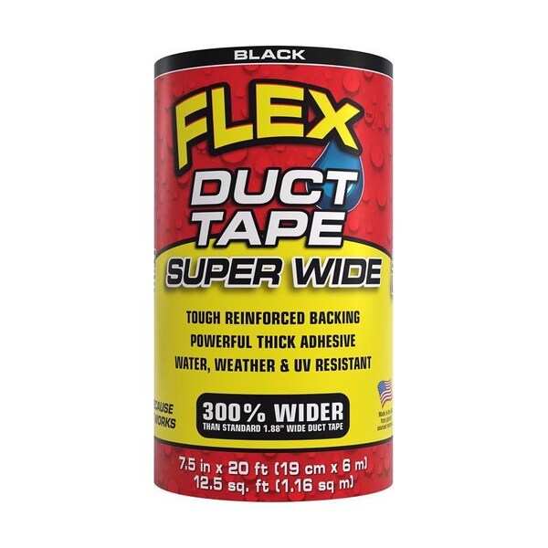 Flex Seal Flex Seal Family of Products Flex Super Wide Duct Tape 7.5 in. W X 20 ft. L Black Duct Tape - DTBLKR7520