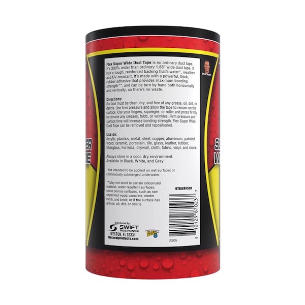 Flex Seal Flex Seal Family of Products Flex Super Wide Duct Tape 7.5 in. W X 20 ft. L Black Duct Tape - DTBLKR7520