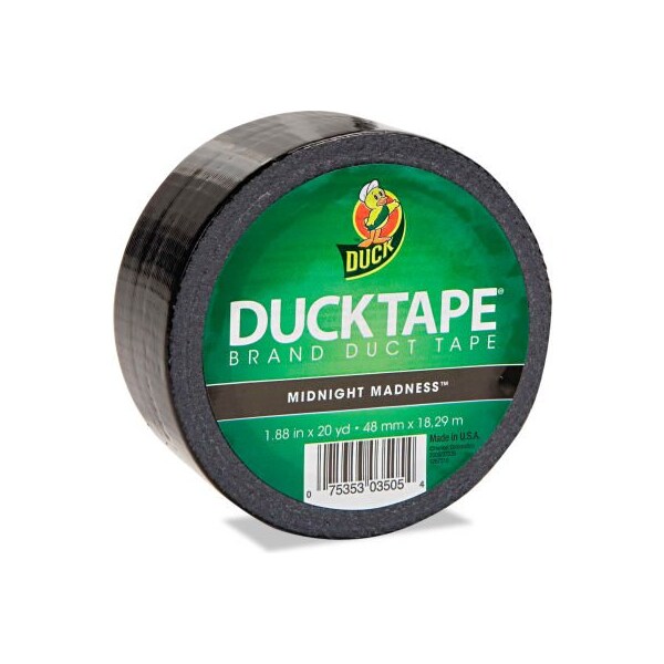 Shurtech Brands Duck Colored Duct Tape, 1.88"W x 20 yds - 3" Core - Black - 1265013