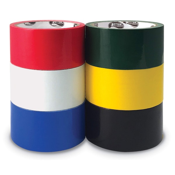 Better Office Products Duct Tape, Heavy Duty 1.88 Inch x 10 Yards Per Roll, Easy Tear, Assorted Colors, 6PK - 40695