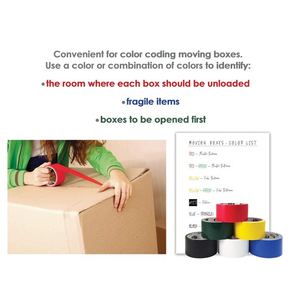 Better Office Products Duct Tape, Heavy Duty 1.88 Inch x 10 Yards Per Roll, Easy Tear, Assorted Colors, 6PK - 40695