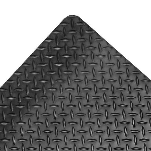 Notrax Antifatigue Mat, 75 ft. L x 3 ft. W, 3/4" Thickness, Nitrile Rubber, Diamond Plate, Black - 976R3675BL