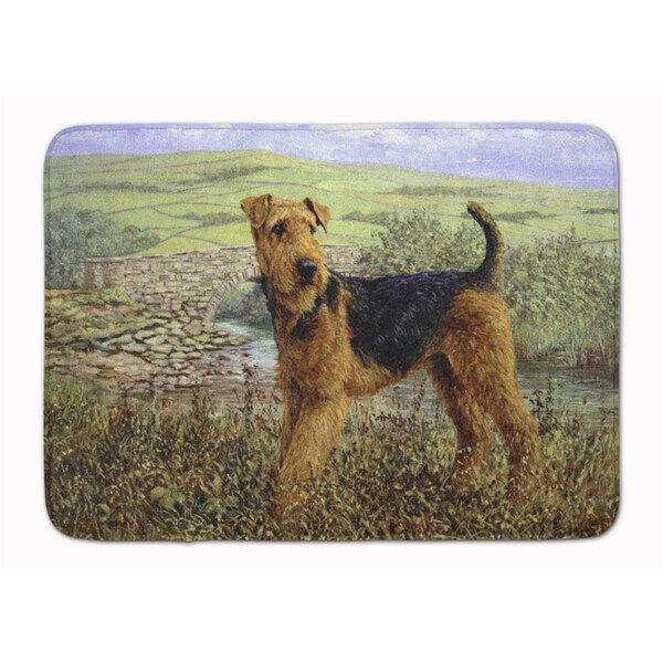 Carolines Treasures Airedale Terrier The Kings Country Machine Washable Memory Foam Mat - HMHE0245RUG