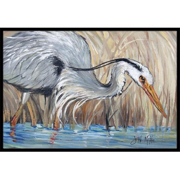 Carolines Treasures Carolines Treasures JMK1013MAT Blue Heron In The Reeds Indoor & Outdoor Mat; 18 x 27 in. - JMK1013MAT