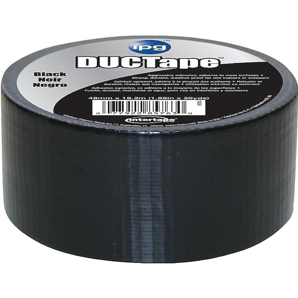 Intertape 6720BLK Duct Tape, 20 yd L, 188 in W, PolyethyleneCoated Cloth Backing, Black - 6720BKT