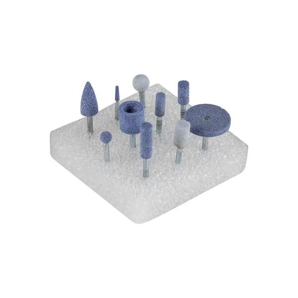Pferd 10 Piece Mounted Point Set - Ceramic Grain, 1/8" Shank, 80 Grit TOUGH - 39002
