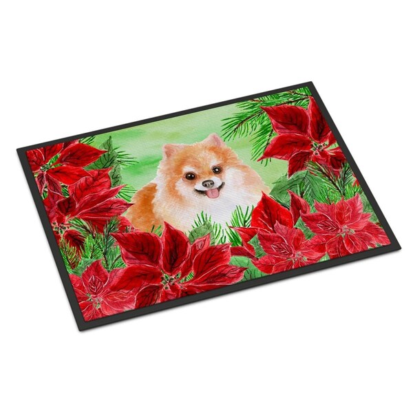 Jensendistributionservices Pomeranian No.2 Poinsettas Indoor or Outdoor Mat - 18 x 27 in. - MI2551495
