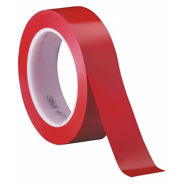 3M Vinyl Tape, 5.2 Mil, 1"x36 yds., Red, PK3 - T9654713PKR