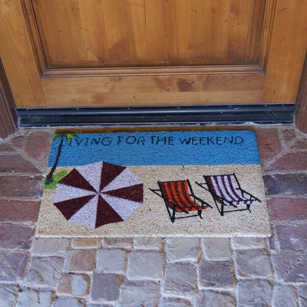 Rubber-Cal "Living for the Weekend" Beach Doormat, 18 by 30-Inch - 10-106-029