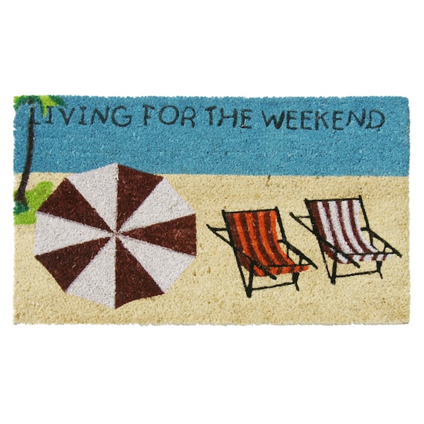 Rubber-Cal "Living for the Weekend" Beach Doormat, 18 by 30-Inch - 10-106-029