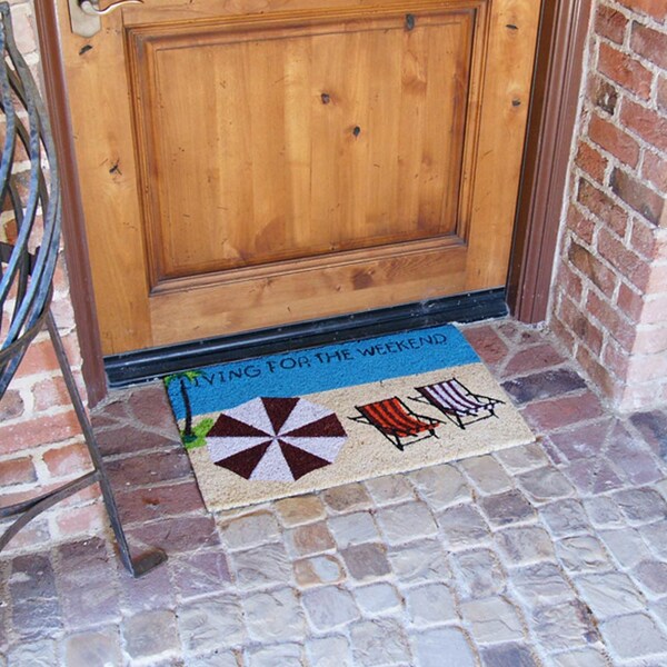 Rubber-Cal "Living for the Weekend" Beach Doormat, 18 by 30-Inch - 10-106-029