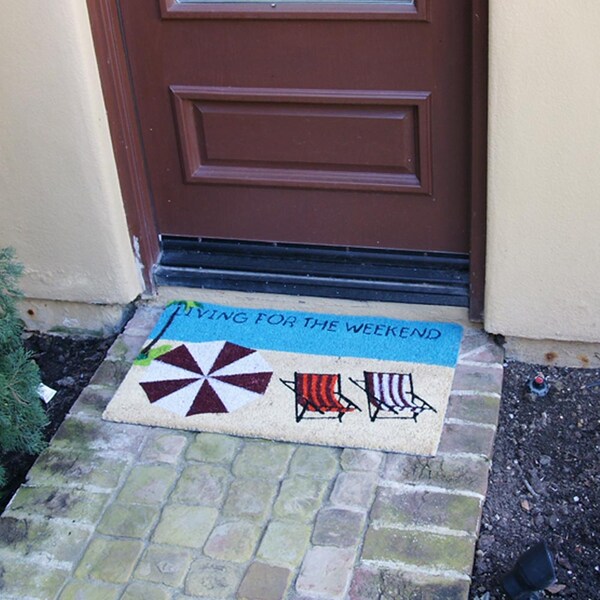Rubber-Cal "Living for the Weekend" Beach Doormat, 18 by 30-Inch - 10-106-029