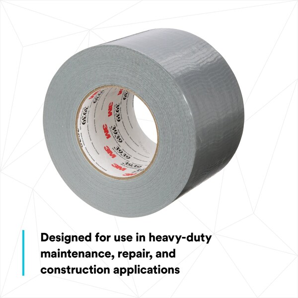 3M Heavy Duty Duct Tape, 3939 Series, 96mm W x 54 m L, Silver, PK12 - 3939