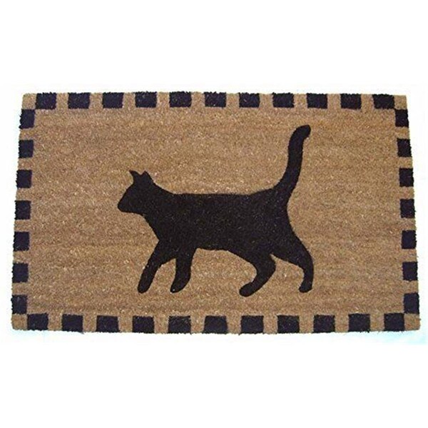 Geo Crafts Geo Crafts G301 Black Cat 18 x 30 in. Vinyl PVC Backed Black Cat Doormat - G301 BLACK CAT
