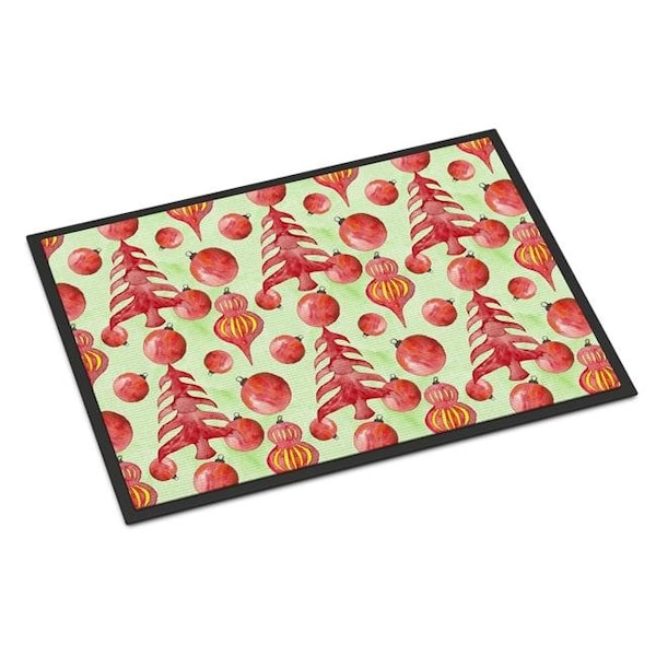 Carolines Treasures Carolines Treasures BB7483JMAT Red Christmas Tree & Ornaments Indoor or Outdoor Mat; 24 x 36 in. - BB7483JMAT