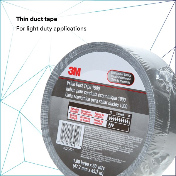 3M Duct Tape, 5.8 Mil, 2"x50 yds., Silver, PK24 - T9871900