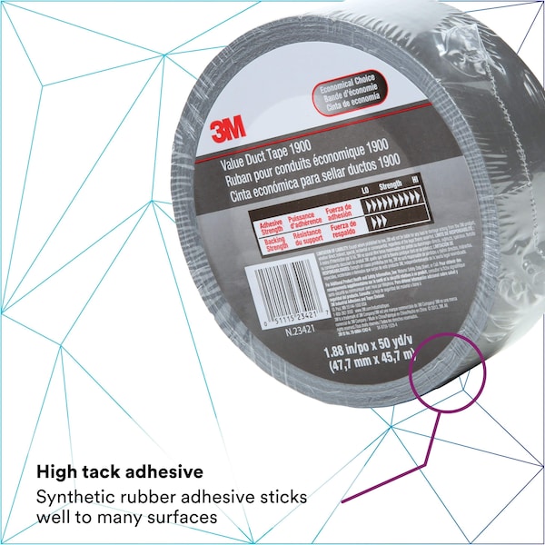 3M Duct Tape, 5.8 Mil, 2"x50 yds., Silver, PK24 - T9871900