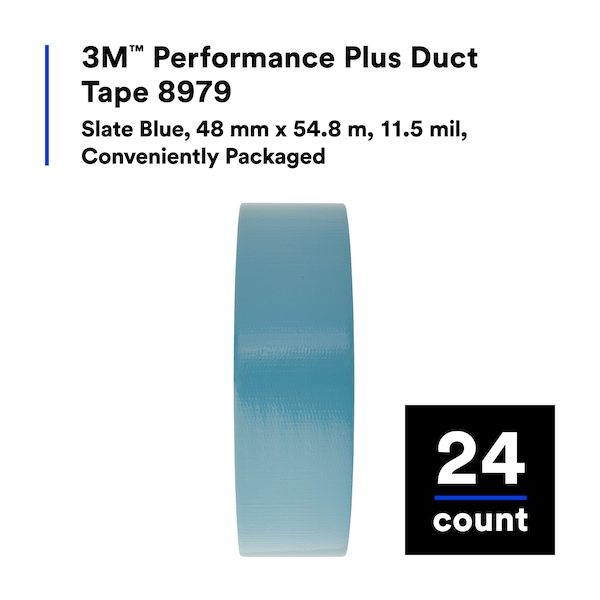 3M Duct Tape, 12.6 Mil, 2"x60 yds, Slate Blue, PK24 - T9878979B