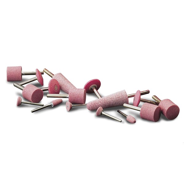 Cgw Abrasives Premium Pink Mounted Point, A3 Tree Point, 7/8 in Dia x 2-3/4 in L Head, 1/4 in Dia Shank - 35953