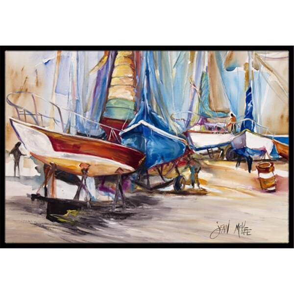 Carolines Treasures On The Hill Sailboats Indoor and Outdoor Mat- 18 x 27 in. - JMK1066MAT