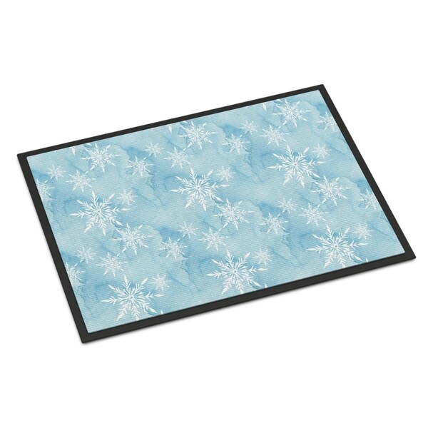 Jensendistributionservices Watercolor Snowflake on Light Blue Indoor or Outdoor Mat, 18 x 27 in. - MI2550913