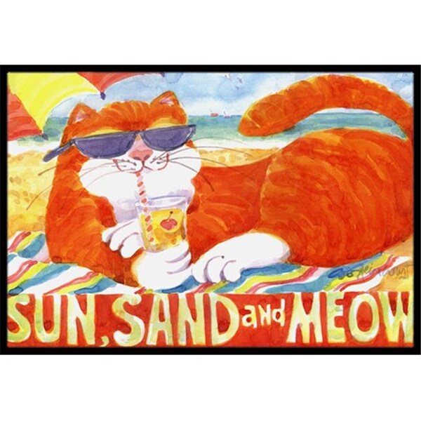 Carolines Treasures Carolines Treasures 6050JMAT 24 x 36 in. Orange Tabby at the beach Indoor Or Outdoor Mat - 6050JMAT