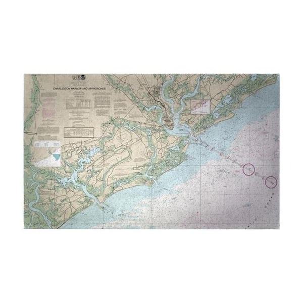 Betsy Drake Betsy Drake DM11521 18 x 26 in. Charleston Harbor & Approaches; SC Nautical Map Small Door Mat - DM11521