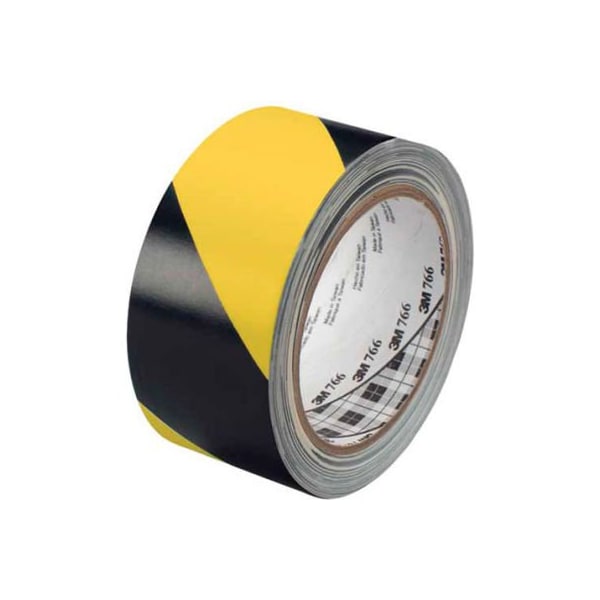 3M 766 Striped Vinyl Tape 2 x 36 Yds 5 Mil Black/Yellow - 2/PACK - T9677662PK