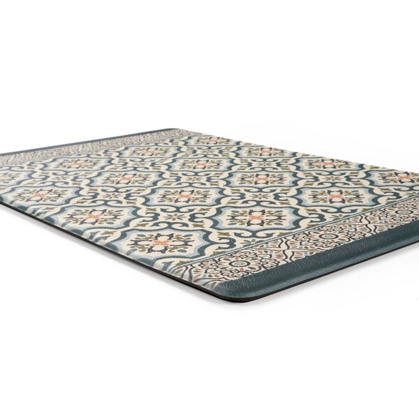 World Rug Gallery Antifatigue Mat, 47 in L x 18 in W, 0.47 in Thickness, Trellis, Blue - 886BLUE18X47
