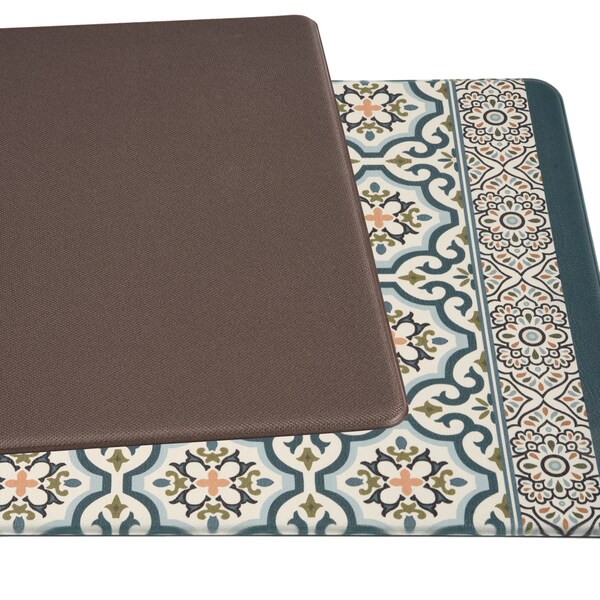 World Rug Gallery Antifatigue Mat, 47 in L x 18 in W, 0.47 in Thickness, Trellis, Blue - 886BLUE18X47