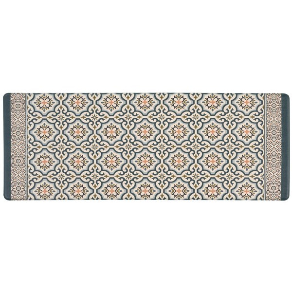 World Rug Gallery Antifatigue Mat, 47 in L x 18 in W, 0.47 in Thickness, Trellis, Blue - 886BLUE18X47