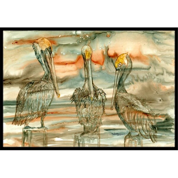 Jensendistributionservices Pelicans on their perch Abstract Indoor or Outdoor Mat, 24 x 36 in. - MI2557812