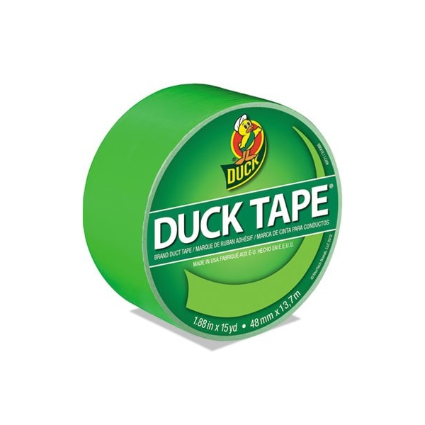 Shurtech Brands Duck, COLORED DUCT TAPE, 3in CORE, 1.88in X 15 YDS, NEON GREEN - 1265018