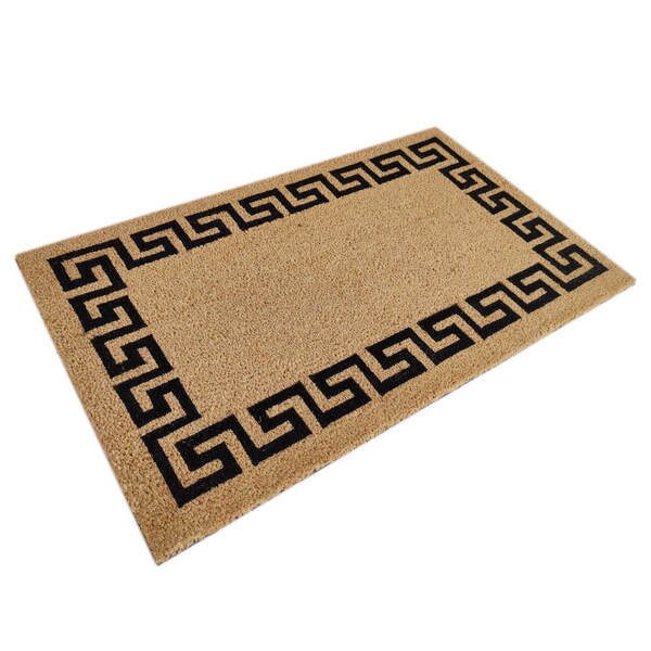 First Concept First Concept 18 in. W X 30 in. L Black/Brown Greek Key Border Coir Door Mat - FC-72023